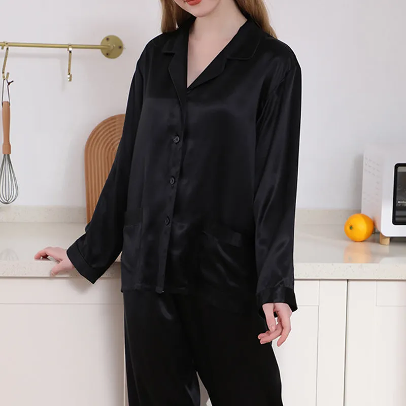 16m/m Mulberry Silk Pajamas Solid Thin Long-sleeved trousers Loungewear [SLP0003]