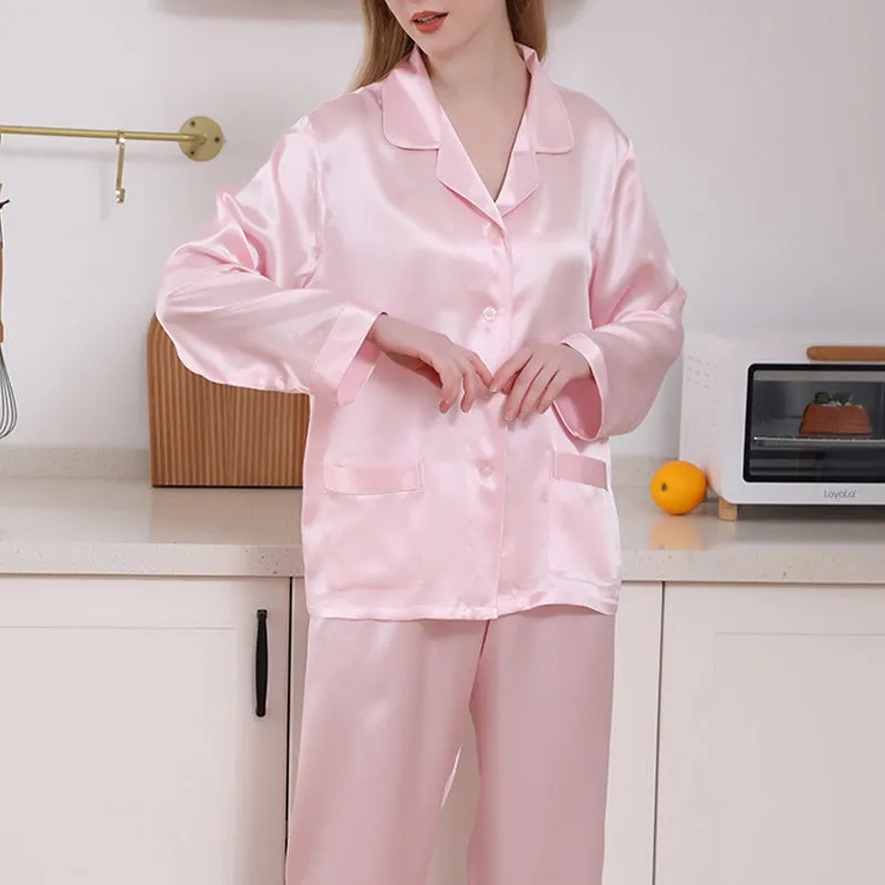 16m/m Mulberry Silk Pajamas Solid Thin Long-sleeved trousers Loungewear [SLP0003]