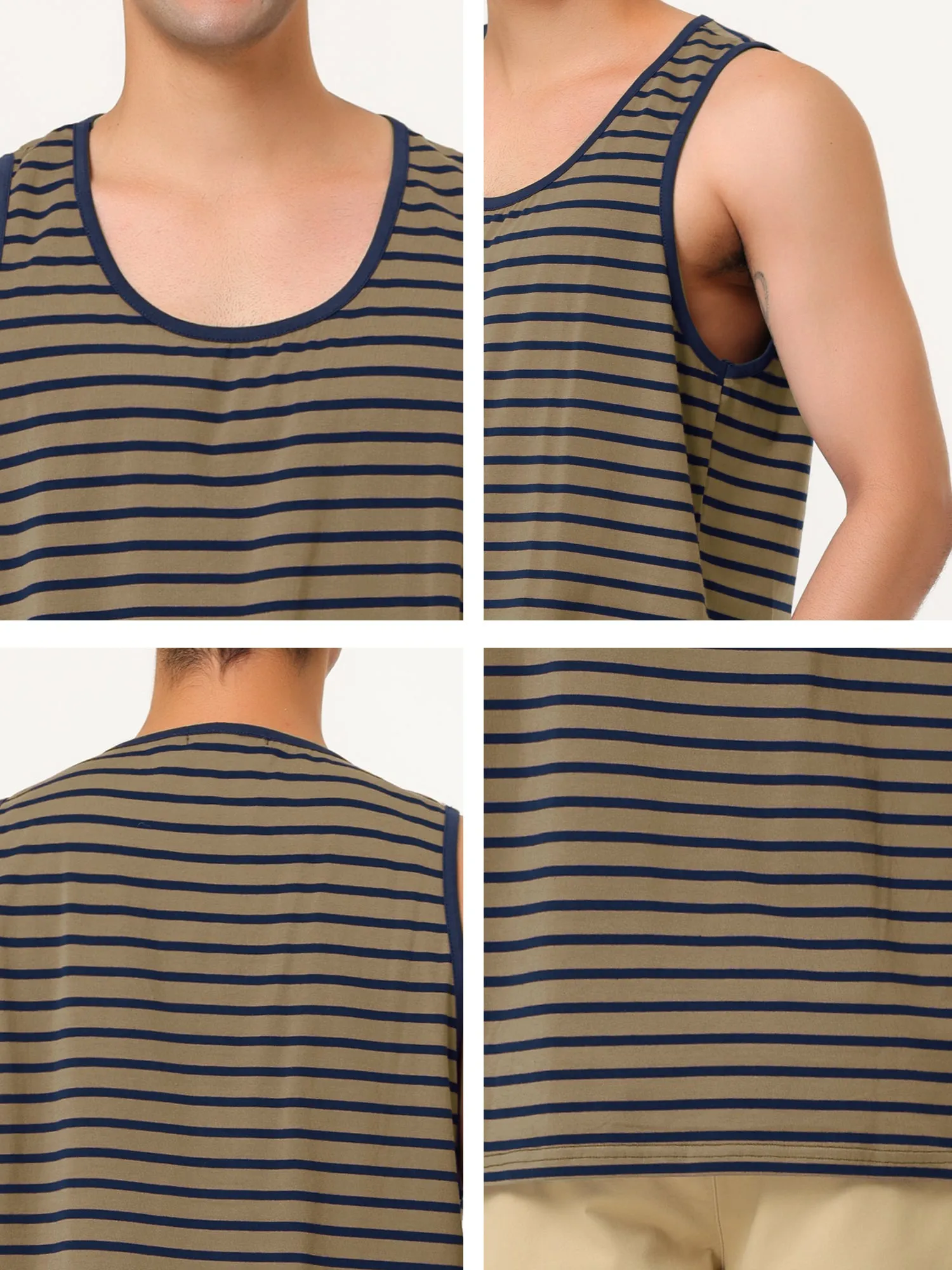 Basic Striped Crew Neck Sleeveless Vest Tank Top