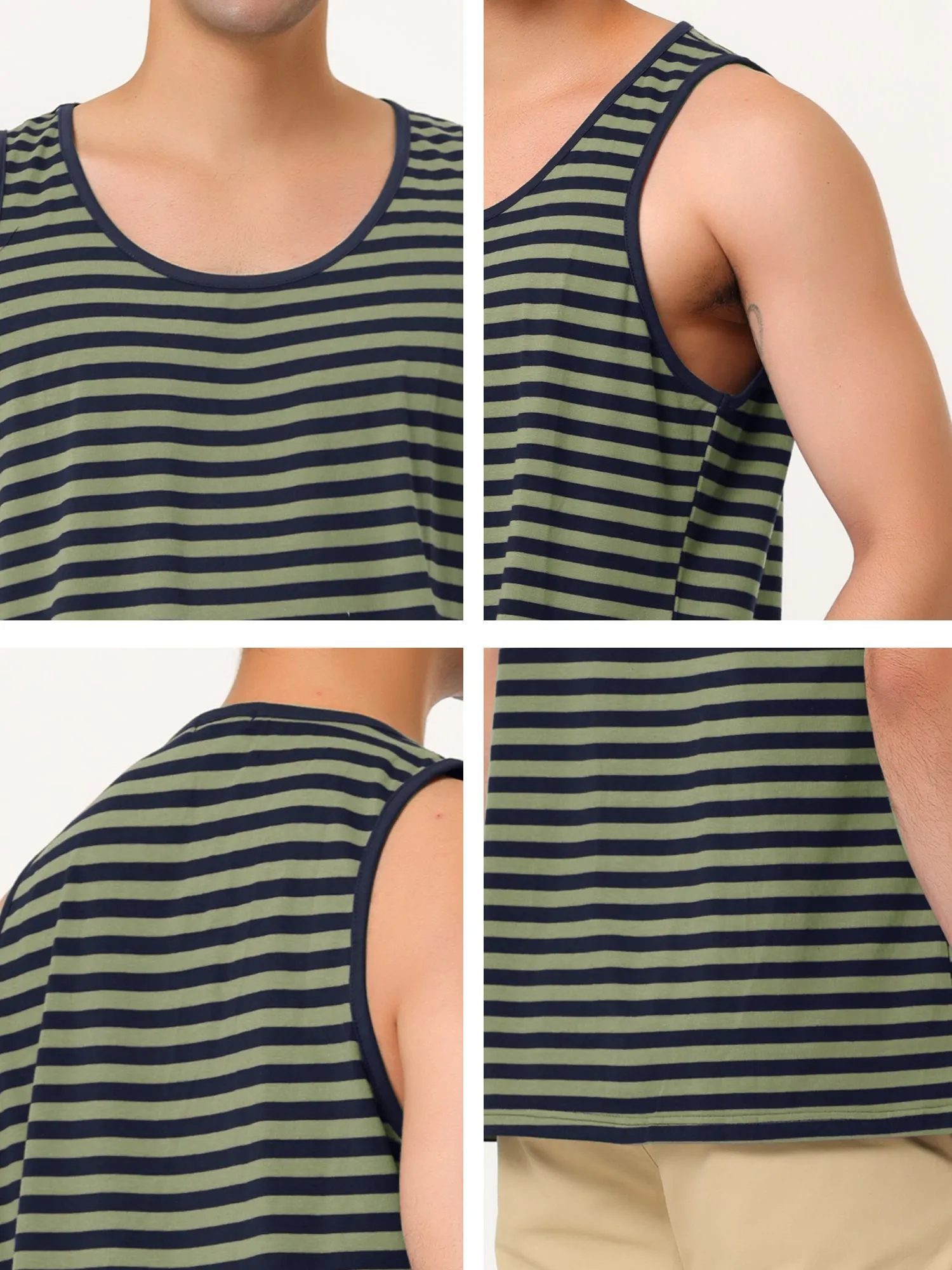 Basic Striped Crew Neck Sleeveless Vest Tank Top
