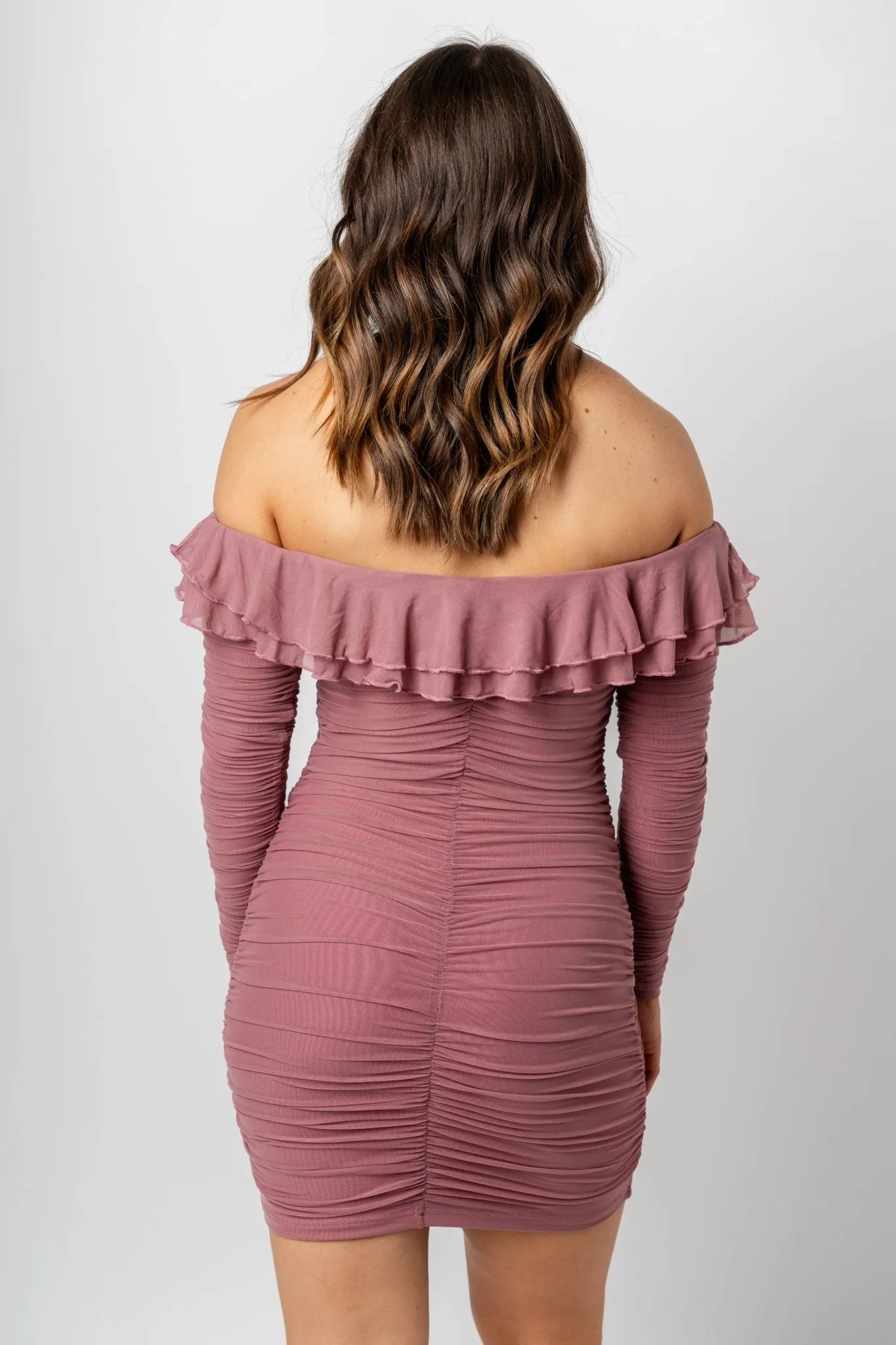 Mesh fairy mini dress mauve