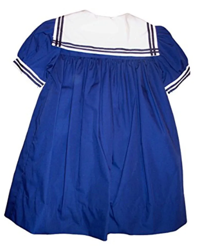 Navy Blue Girls Nautical Sailor Dress