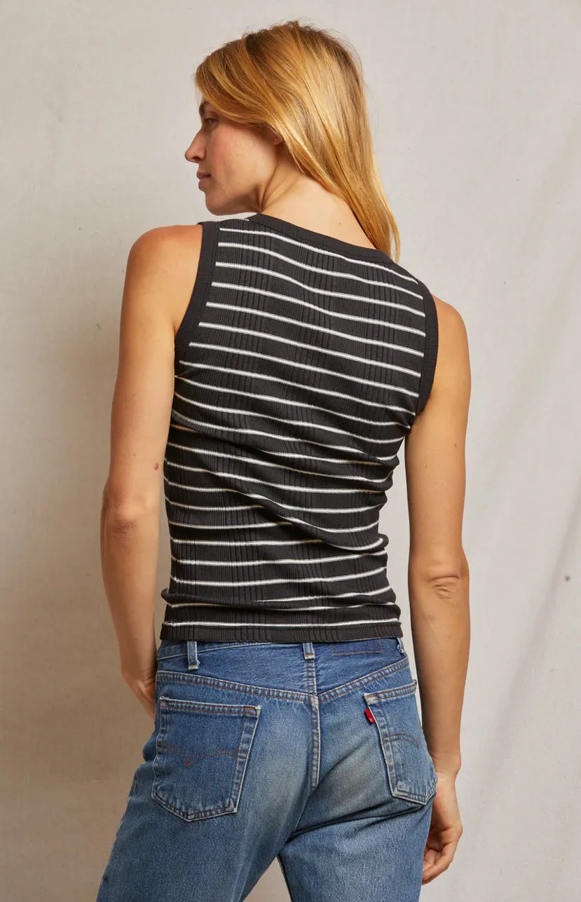 Pet09 Black & Cream Stripe Top