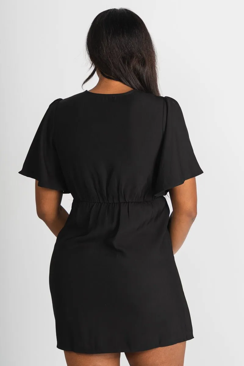 Ruffle wrap dress black